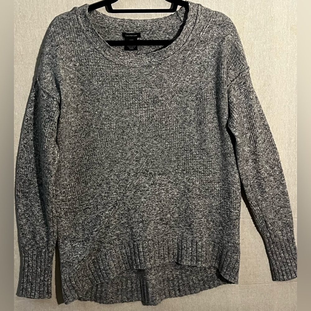 Calvin Klein Textured Long Sleeve Heather Gray Women’s Small Sweater